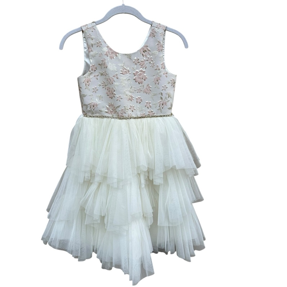 American Princess Cream Floral Tiered Dress